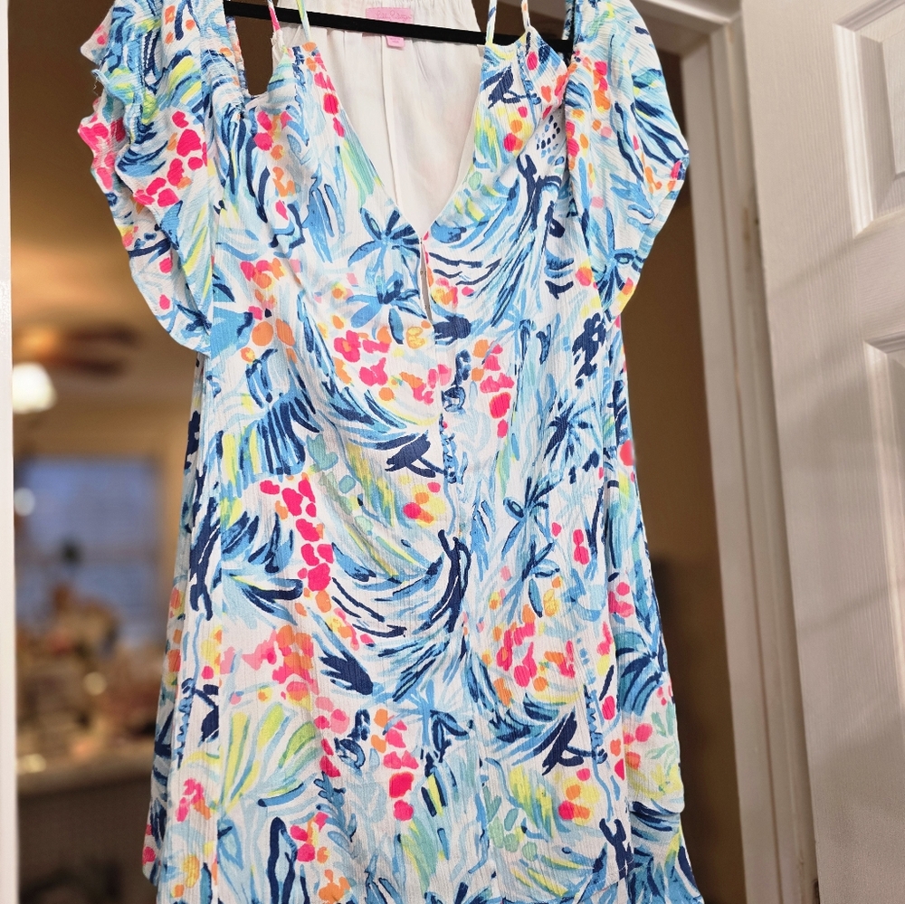 Lilly Pulitzer Cold-shoulder Casual Bellamie Serene Dress